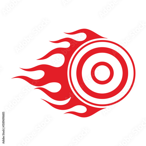 Red Flames Target Emblem on White Background fire bullseye