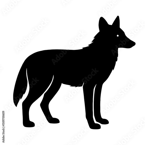 Design a black silhouette of a Golden Jackal white background clean vector shape