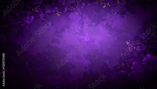 Dark purple background with floral ornament