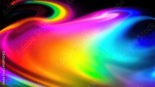 Blurred rainbow refraction overlay effect. Light lens prism effect on black background. Holographic reflection, crystal flare leak shadow overlay. Colorful rainbow disco ball light