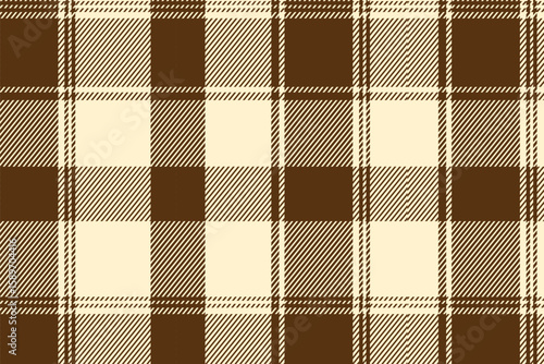 Brown Beige Plaid Check Seamless Tartan Pattern Vector for Autumn Fabric, Winter Holiday, and Traditional Textile Design