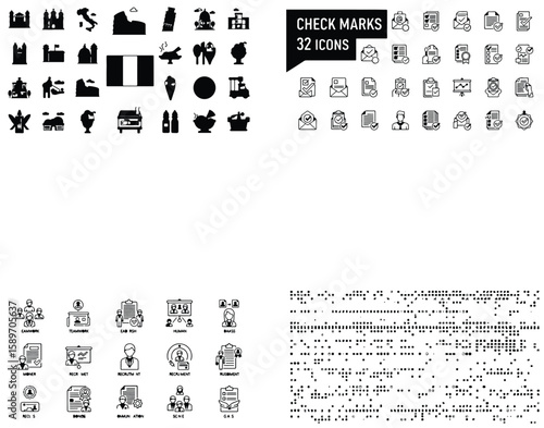 Vector art of a collection of travel and food icons