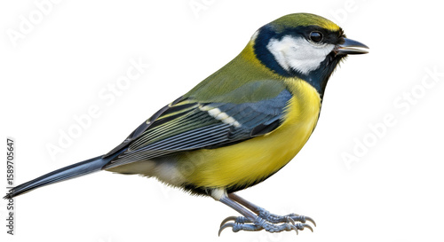 Obraz na płótnie Isolated Great Tit Bird Standing, Detailed Plumage