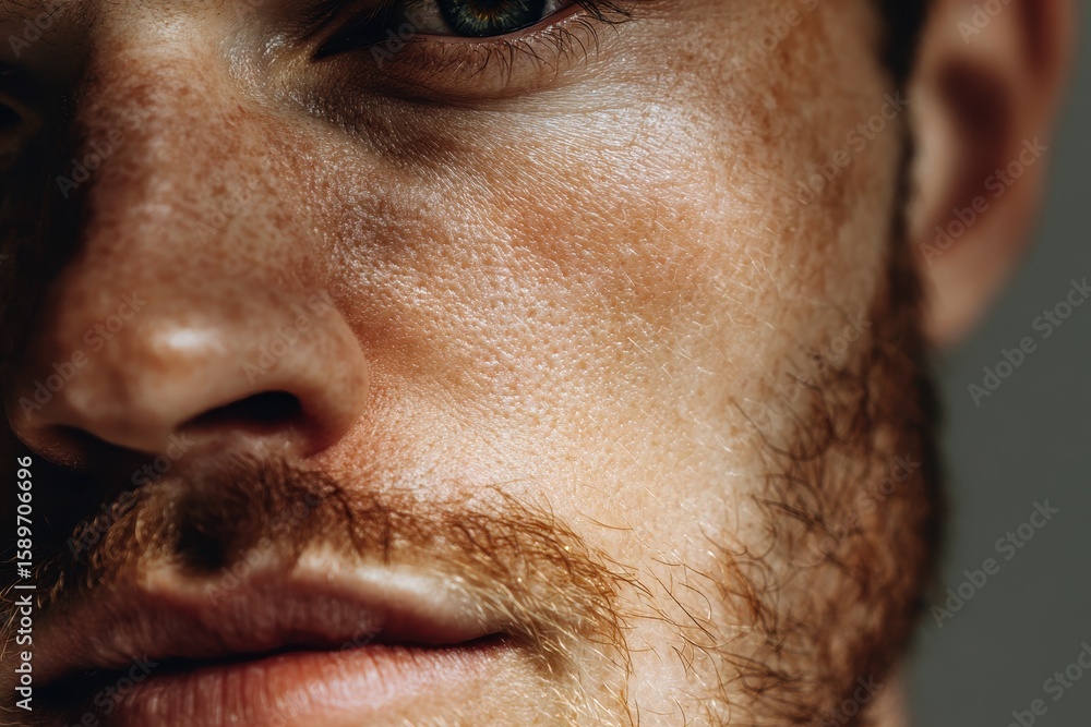 Obraz premium Close up of one side of a man s face