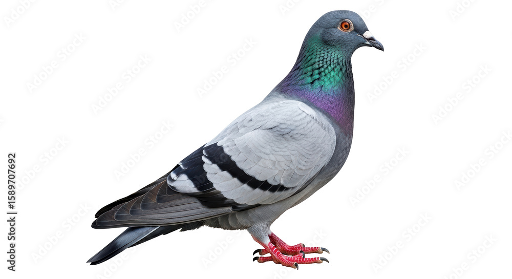 Fototapeta premium Isolated pigeon standing on white background