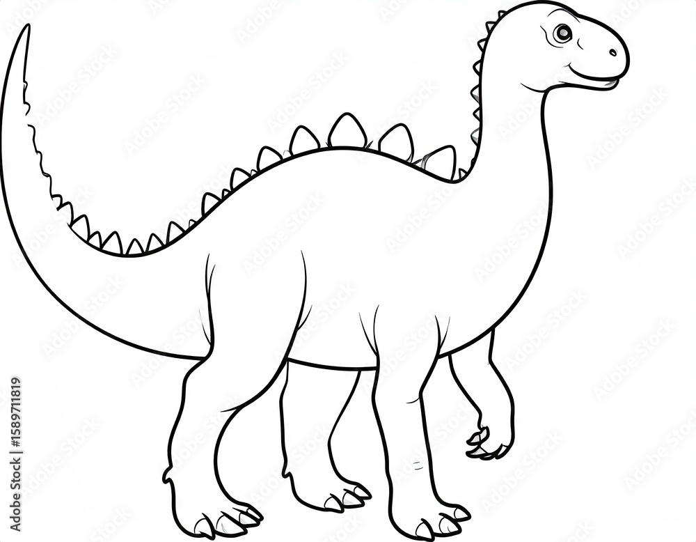 Fototapeta premium Simple black and white dinosaur drawing (1)