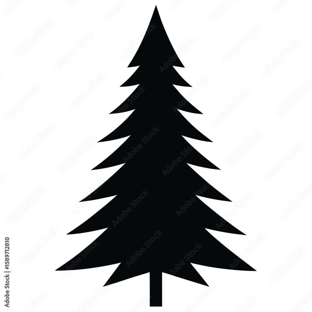 Obraz premium Black evergreen tree silhouette pine
