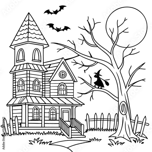 vector illustration of Halloween coloring page