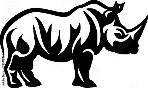 Rhinoceros | Black and White Vector illustration