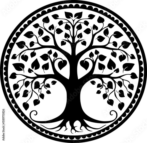 Tree - Black and White Isolated Icon - Vector illustration