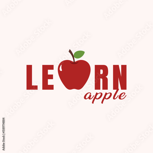 Modern apple logo for learn about quality of organic healthy apple fruit