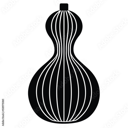 Black striped gourd silhouette white