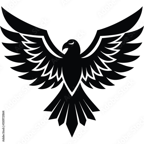 Majestic black eagle soaring wings spread bird flight