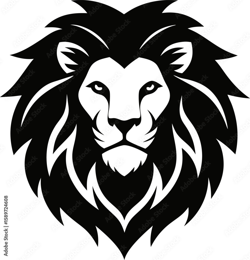 Fototapeta premium Majestic Lion Head Silhouette Vector