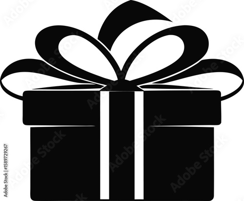 Present with Bow Silhouette Graphic