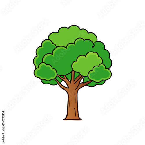 Creative Sycamore Tree Vector Illustration on White