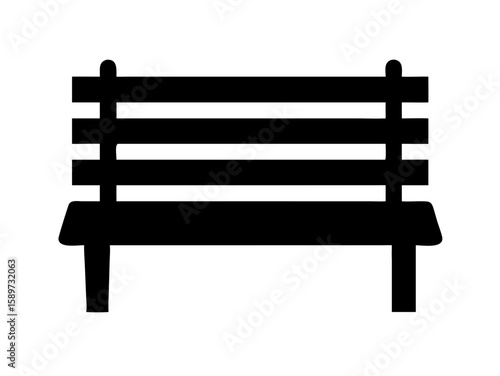 Outdoor Black Bench Vector Illustration