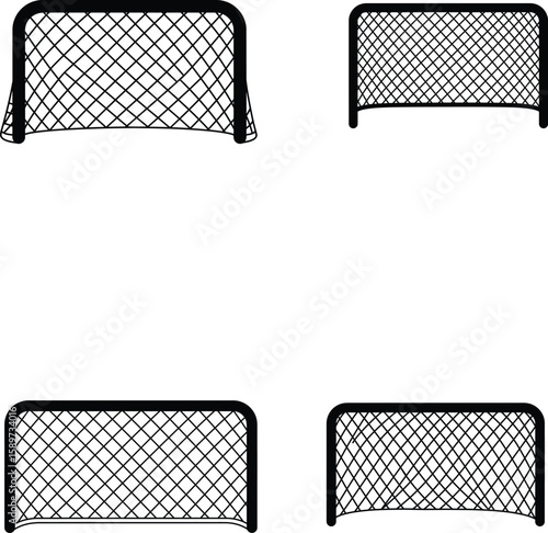 Hockey/Soccer Goals Illustrations, vector, silhouette, line art.