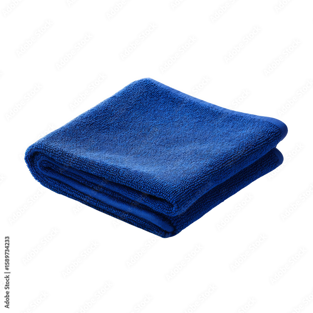 Soft and Folded Blue Towel Isolated on a White Background for Sports and Home Use Soft and Folded Blue Towel Isolated on a White Background for Sports and Home Use
