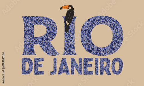 Copacabana beach art. Rio de janeiro. Summer vibes artwork. Tropical paradise. Toucan paradise artwork. Tropical vibes t shirt artwork.