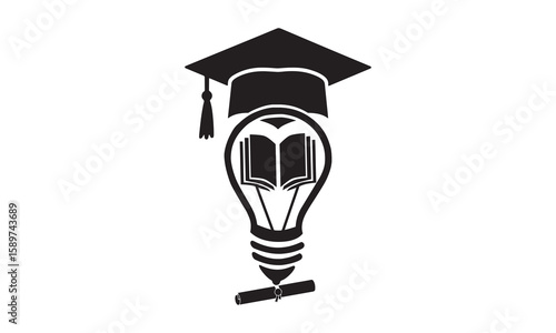 Graduation cap and diploma on white background education student success icon vector
