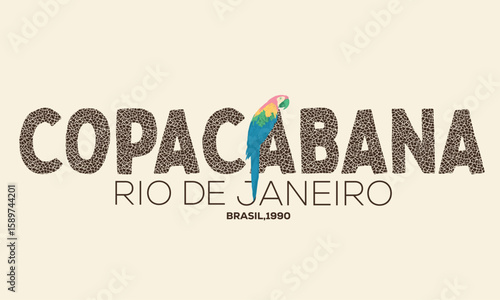 Macaw bird design. Palm tree artwork. Tropical paradise. Tropical vibes t shirt artwork. Amazing brasil. Copacabana beach art. Rio de janeiro. Summer vibes artwork.