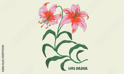Summer flower artwork. Tropical paradise artwork. Tropical flower t-shirt design.