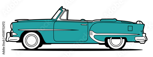 Classic Convertible Car Vector Illustration A Timeless Automobile Design A Symbol of Freedom and Open-Air Motoring A Stylish Vehicle for Leisure and Enjoyment