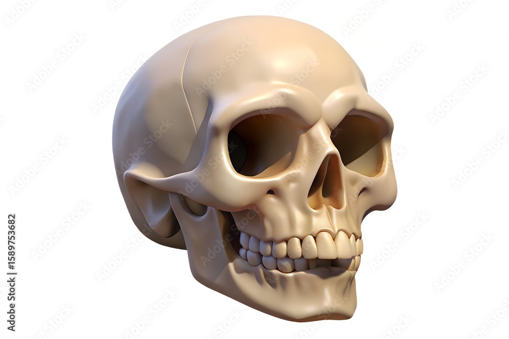Naklejka premium Realistic 3d rendering of a human skull with a white background