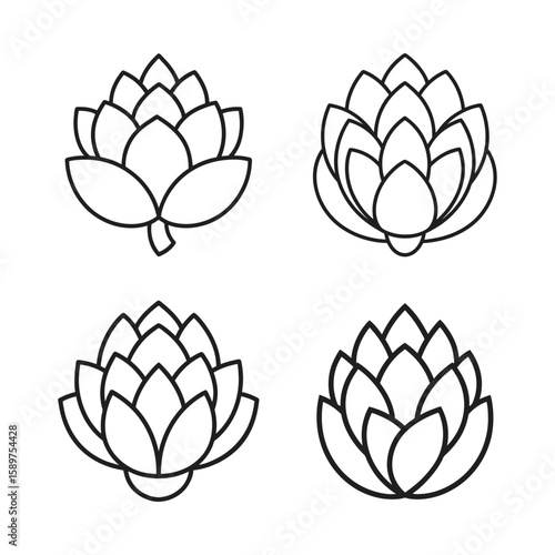 set of lotus flowers