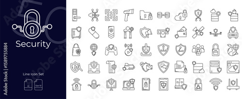 Security Line Editable Icons set. Vector illustration in modern thin line style of Security icons: protection, lock, privacy, etc