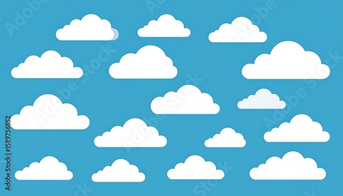 Simple cloud icons on a light blue background