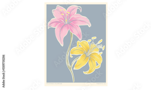 Tropical paradise artwork. Tropical flower t-shirt design.