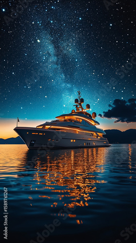 Luxury yacht at night
