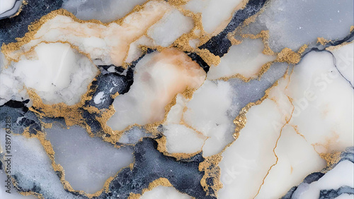 Elegant marble texture with delicate gold veining creates a luxurious and captivating abstract design for diverse applications.
