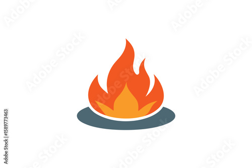 Simplified Fire Pit Icon With Stylized Flames