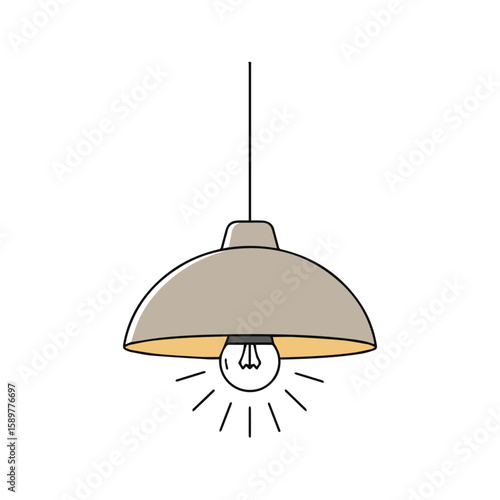 Hanging Light Fixture Illustration Creates a Warm and Inviting Atmosphere with a Single Bulb Lighting Element