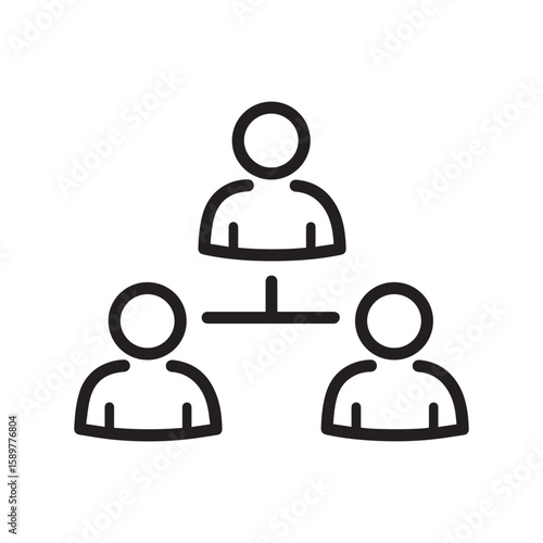 Hierarchical Team Structure Illustration Featuring One Leader Above Two Subordinates Emphasizing Delegation and Teamwork in Organizational Design