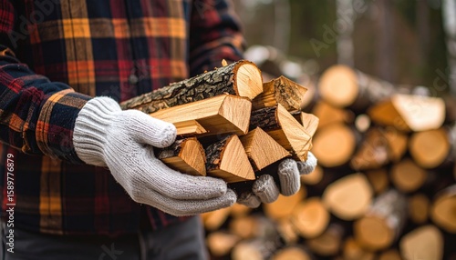 Wallpaper Mural A person holding firewood in winter Torontodigital.ca