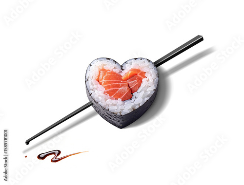 futomaki a forma di cuore trafitto