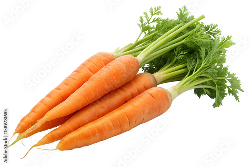 A vibrant arrangement of fresh, orange carrots isolated on transparent background, symbolizing healthy eating and natural goodness