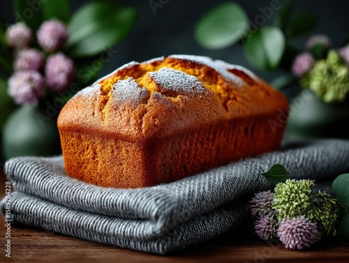 Delicious Homemade Pumpkin Bread with Baking Ingredients on Table
