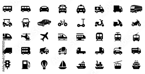 Comprehensive Collection of Transportation Icons