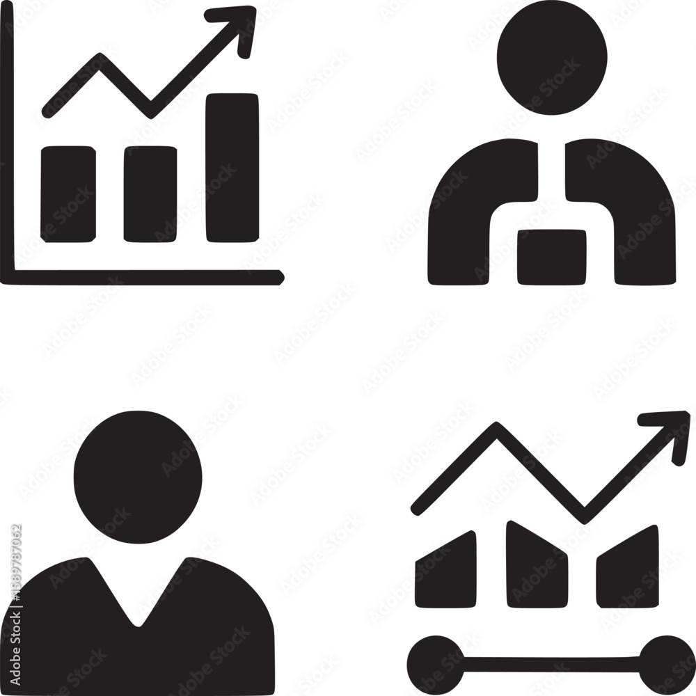 Business growth chart and analytics icons for success and performance management and data analysis Business growth chart and analytics icons for success and performance management and data analysis