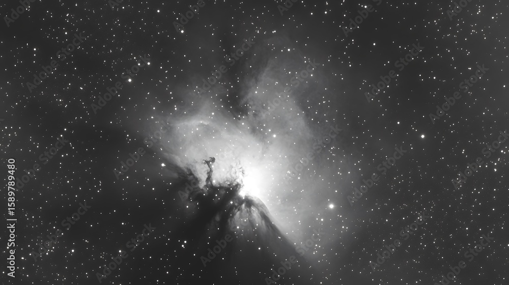 Fototapeta premium Stunning Monochrome Orion Nebula Space Astrophotography