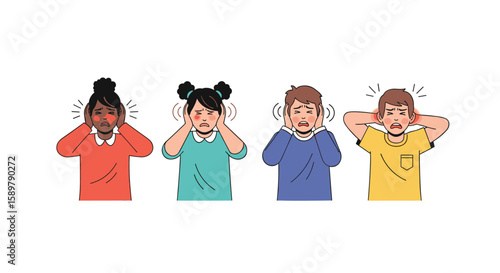 Children covering their ears feeling discomfort from loud noises annoyance frustration and sensory overload causes and solutions
