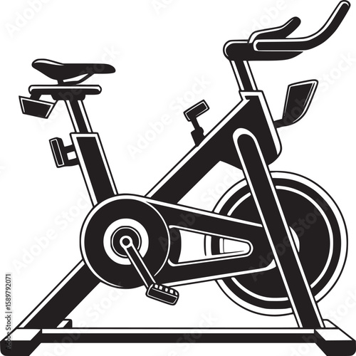 Indoor cycling bike illustration: stationary exercise bike for home workout and fitness training