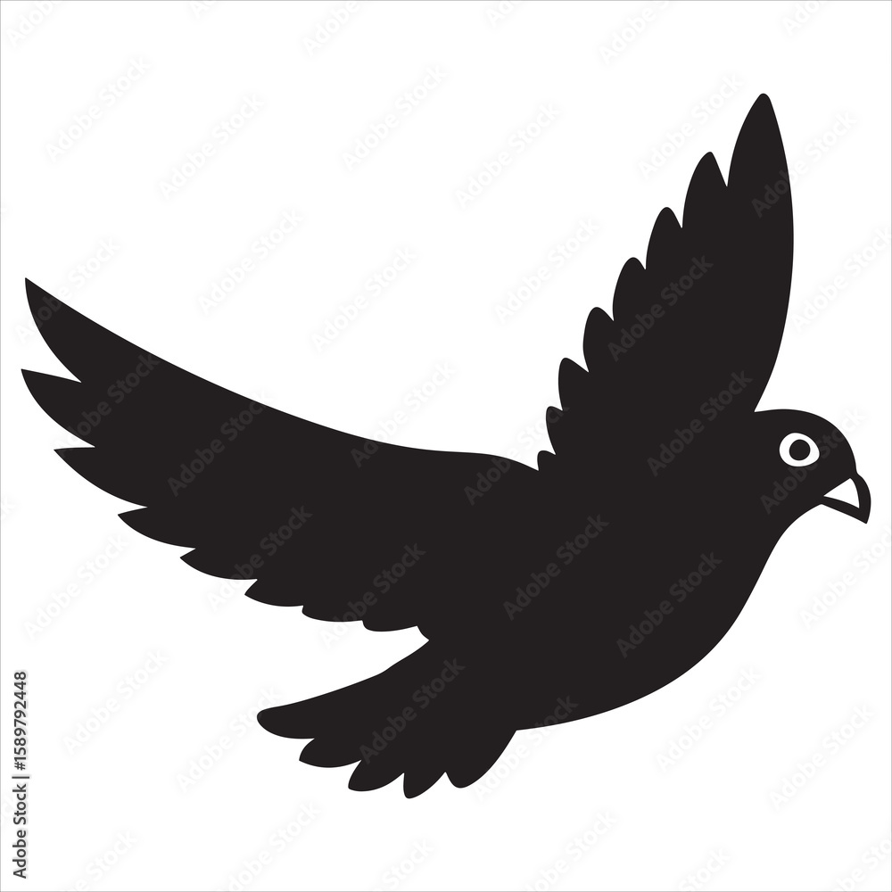 Obraz premium pigeon landing silhouette vector on white background.