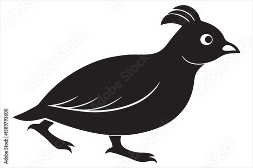 quail running silhouette vector on white background.
