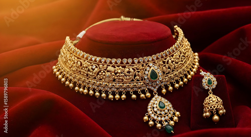 traditional Indian gold choker necklace 